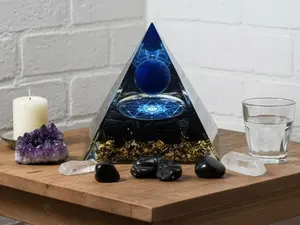Orgonite Handcrafted Pyramid with Natural Stones and Copper / Spiritual Protection / Spiritual Harmonization and Balance / Mystical Decoration