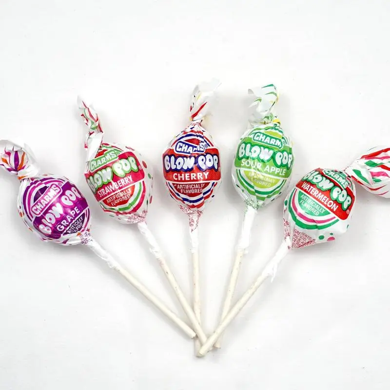 Charms Blow Pops Assorted Fruit Flavored Bubble Gum Filled Lollipops Individually Wrapped Bulk Hard Candy for Parties Events or Everyday Snacking