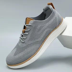Knitted Mesh Breathable And Comfortable Platform Sneakers Men's Mesh Sneakers Oxfords Business Casual Walking Shoes Tennis Comfortable Trainer Runner Training Athletic Footwear Closed Running