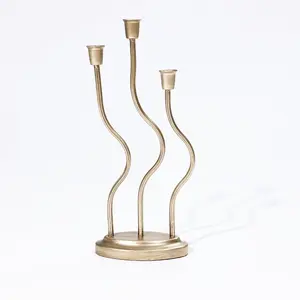 Gold 3-Taper Candle Holder