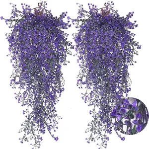 4pcs Artificial Hanging Vine, Fake Hanging Vine Outdoor Artificial Hanging Plants, Rattan Fences Luxuriant Wall Hang Garland Porch Patio Arch Balcony Basket Garden Party Wedding Decor, Artificial Flowers