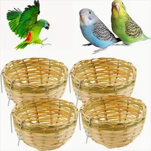 New 3-Piece Bird Nest Set, Natural Bamboo Hand-Woven Bird Cage House, Incubation Hole for Parrots, Finches, Swallows, Winter Bird Nest Craft, Parakeet Cages