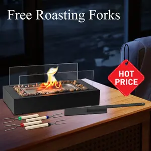 1PC Tabletop Fire Pit Outdoor Portable, Flame Warmer, Alcohol Atmosphere Fireplace for Dates, Parties, Family Get-togethers, Free Roasting Forks, Can Roast Cotton