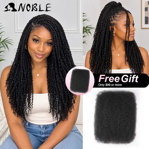 NOBLE KinkyBraid Afro KinkyTwist Hair Extensions - 45g-55g,16"-30" Premium Synthetic Fiber Wigs for Adult Women, Low-Maintenance Protective Style for Braided Twists & Dreads