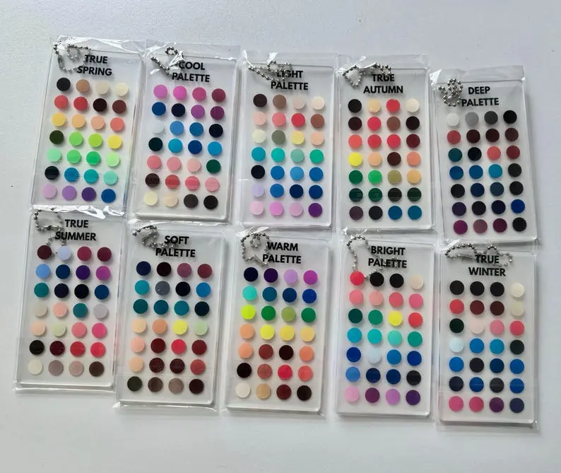 Seasonal Color Palette Keychain | Personal Color Analysis Swatch | Portable Shopping Color Guide | Acrylic Color Chart