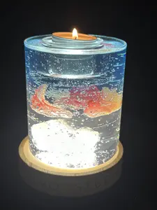 Handmade Jelly Wax Candle Holder Set with Glass Dome & Aroma Stones – Tealight Compatible Home Decor