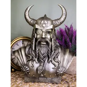 Ebros Warrior God Odin The Alfather Bust Statue 12"H Norse Viking God Odin Ruler Of Asgard Sculptural Figurine