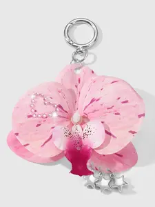 Fashion Simulation Flower Orchid Keychain, Colorful Floral Design, Ideal Gift Accessory for Bags & Backpacks, Trendy Ornament