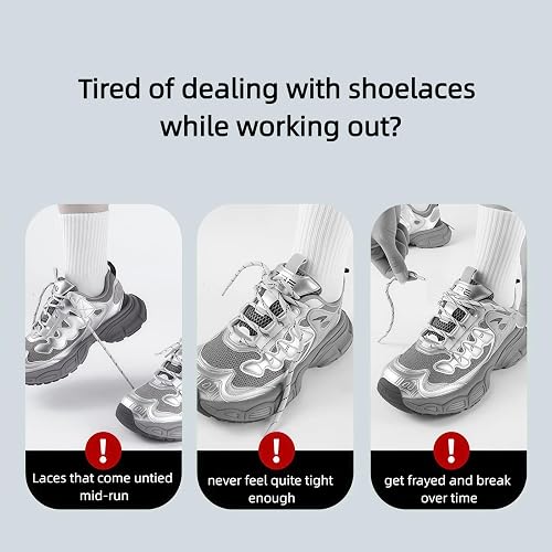 1 Pair Lazy No-Tie Rotary Shoelace Buckle Kit, Pre-Made Thick Rope Rotating Knobs, 1-Click Tighten Quick Lacing System for Sports Sneakers, Easy-Install Shoe Accessory