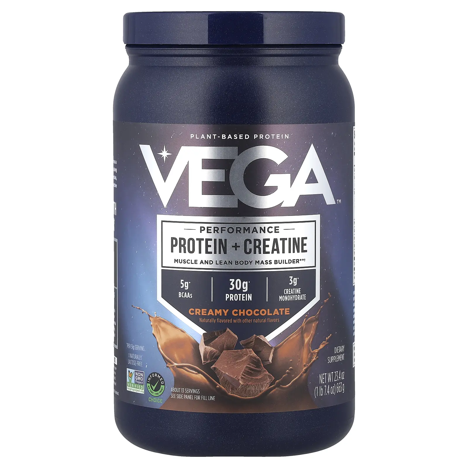Vega Performance, Protein + Creatine, Creamy Chocolate, 1 lb 7.4 oz (663 g)