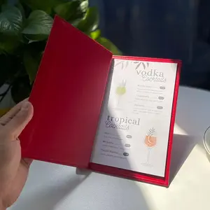 1PC High-End A5 PU Leather Menu Cover, Hardcover Debossed Logo Menu Holder, Ideal for Restaurants & Cafes, Durable Restaurant Signage