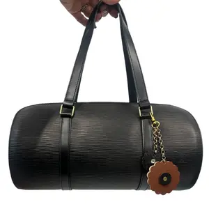 Pre-owned Louis Vuitton Calfskin Shoulder Bags Black Epi Leather Soufflot Bag