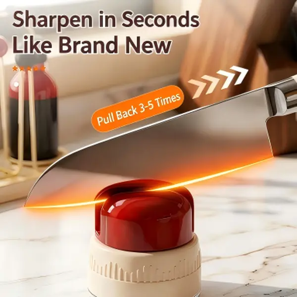 Portable Suction Cup Knife Sharpener, 2 Slot Manual Knife Sharpener with Strong Suction Base, Safe Kitchen Blade Sharpening Tool for Chef Knife, Slicing Knife, Cleaver