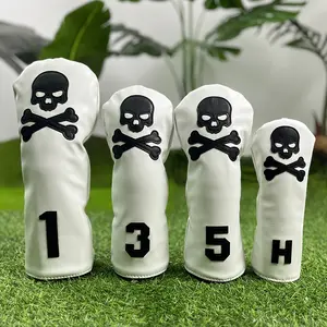 Skull Design Golf Club Head Cover Set, Fits Driver, Fairway Woods, Hybrids & Irons, Durable Golf Bag Accessories for All Clubs, Men Gift, Halloween