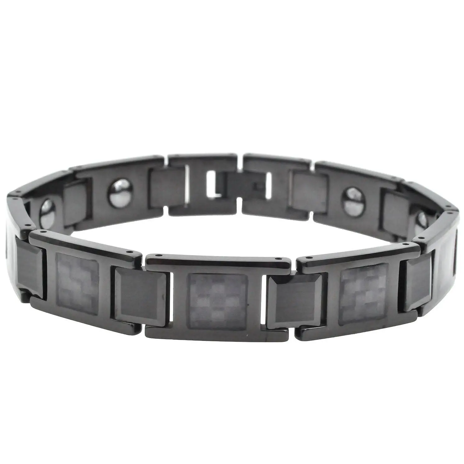 Mens Black Carbon Fiber Tungsten Bracelet