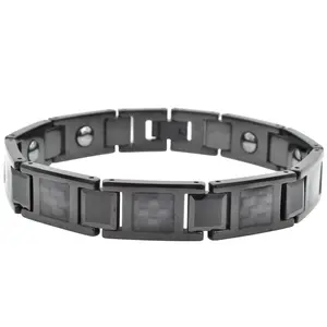 Mens Black Carbon Fiber Tungsten Bracelet