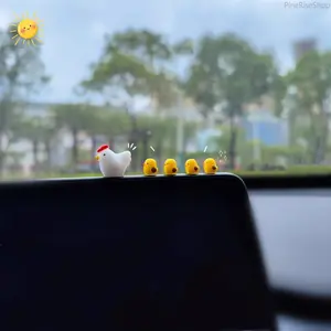 12 Pcs Cute Chick Figurines - Car Dashboard, Rearview Mirror, Air Outlet Ornaments - Indoor Auto Interior Decor Accessories for Leisure & Outdoor Use