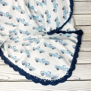 Little Blue Truck Flannel Receiving Blanket