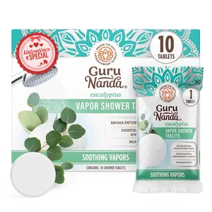 GuruNanda Eucalyptus Vapor Shower Tablets, Clean-Dissolving Aromatherapy Shower Steamers with Eucalyptus & Menthol, Promotes Relaxation, 30 Count
