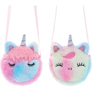 2 Pack Mini Crossbody Bag for Kids, Small Sling Bag for Travel, Unicorn Sling Bag for Girls