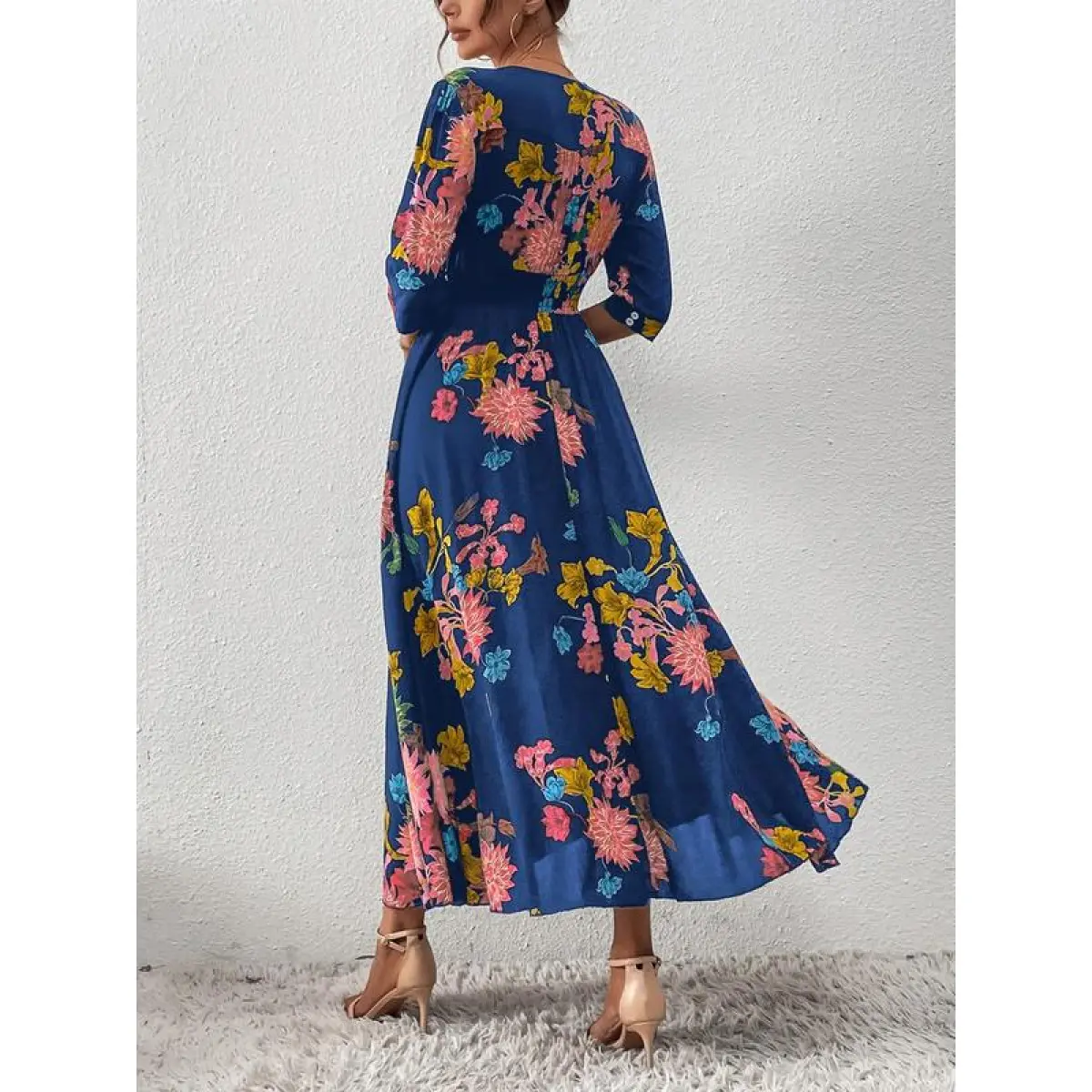 Women's Boho Floral Tied Button Front Split Long Maxi Dress, Spring Summer  Beach Vacation Half Sleeve V Neck A-Line Dresses, Summer Outfits 2024 -  TikTok Shop