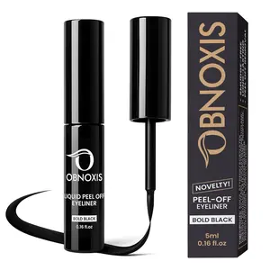 Obnoxis Eyeliner, Peel Off Liquid Eyeliner, New Formula No Scrub Peel- Off Removal Transfer Proof Eye Liner, Bold Satin Finish Liquid Liner, Smudge Proof Black eyeliner