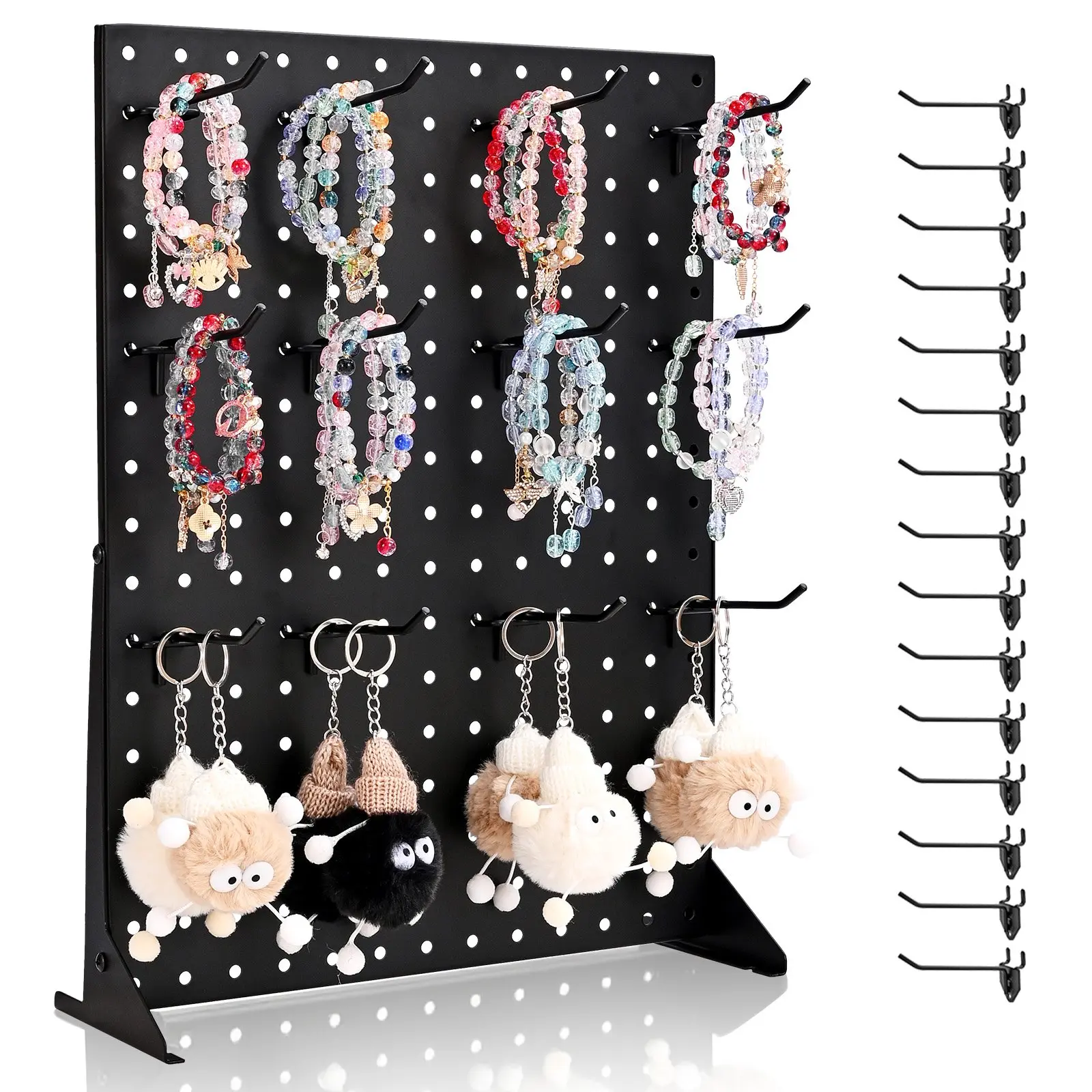 【Summerfinds】VEVOR Lightweight Tabletop Pegboard Display Stand (Joy503 Model), 17x13in Thick Cold-Rolled Steel Organiser with 15 Hooks, Easy-Installation Racks for Retail & Jewelry Shops, 1 Pack Black