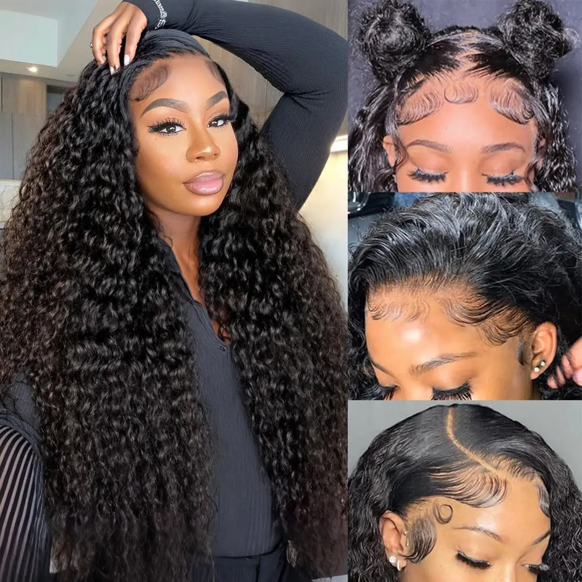 HaloQueen 32 Inch 13X6 Natural Lace Frontal Wig Deep Wave Wigs  Human Hair 200% Density 13×4 Curly Wave Wigs Human Hair Pre Plucked With Baby Hair For Daily Use