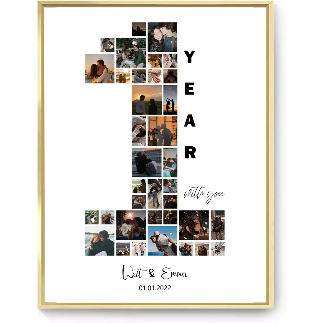 Sturdy Aluminium 36-Photo Personalized Custom Collage Frame - HD Printing Artwork, Bedroom Wall Decor, Unique Anniversary Gift for Cherished Memories