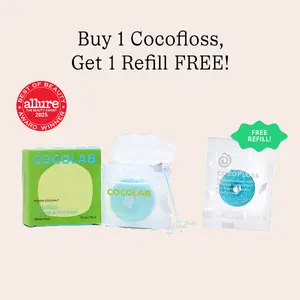 COCOLAB Cocofloss Dental Floss - Award-Winning, 500+ Woven Waxed Fibers, Coated in Coconut Oil for Freshness & Plaque Removal - 33 Yd, 2-Month Supply Oral Hygiene Kit Vegan