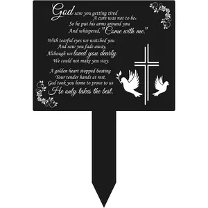 Metal Square Memorial Stake, Human Cemetery Marker, Garden Cemetery Decoration, Flat 2D Design, Size 13.8x7.9 Inches