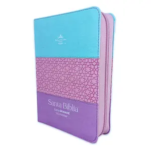 Bible in Spanish Compact with Zipper 11 points Reina Valera 1960 Imitation blue pink purple Leather with Index
