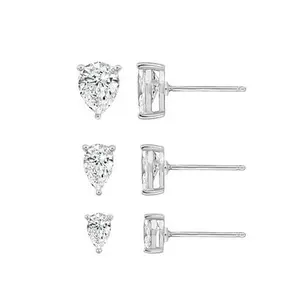 Radiance by Absolute™ Pear Cut 3-pair Solitaire Stud Earrings Set