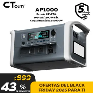Black Friday Deal CTOLITY AP1000 1600 W Estación de energía portátil 1024 Wh Batería LiFePO4 Carga completa en 1 hora 1600 W CA 100 W Salida USB-C Generador solar Emergencias Banco de energía - Enchufe,ecoflow,bluetti,jackery lfp battery