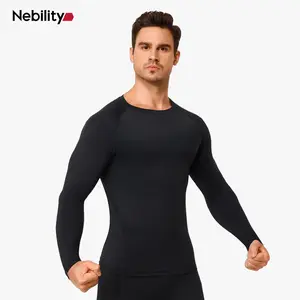 【Clearance】Nebility Men's High Compression Long Sleeves Quick Dry Moisture Wicking Shirts for Fishing Workout Gym UPF SPF Sun Protection T-Shirts with High Elasticity compression shirts