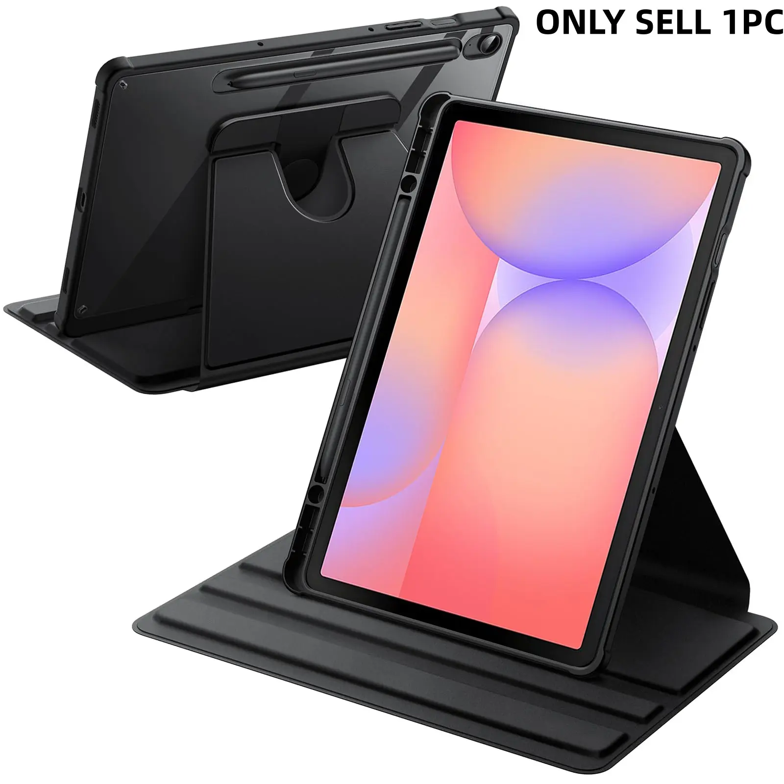 360-Degree Rotating Case for Samsung Tab S10 Lite / S10 FE / S9 FE 10.9-Inch / S9 11-Inch with S Pen Holder, Clear Back Protective Stand Cover, Auto Wake/Sleep Feature, Tablet Cover, Rotatable Tablet Cover, Tablet Casing, Tablet Accessories