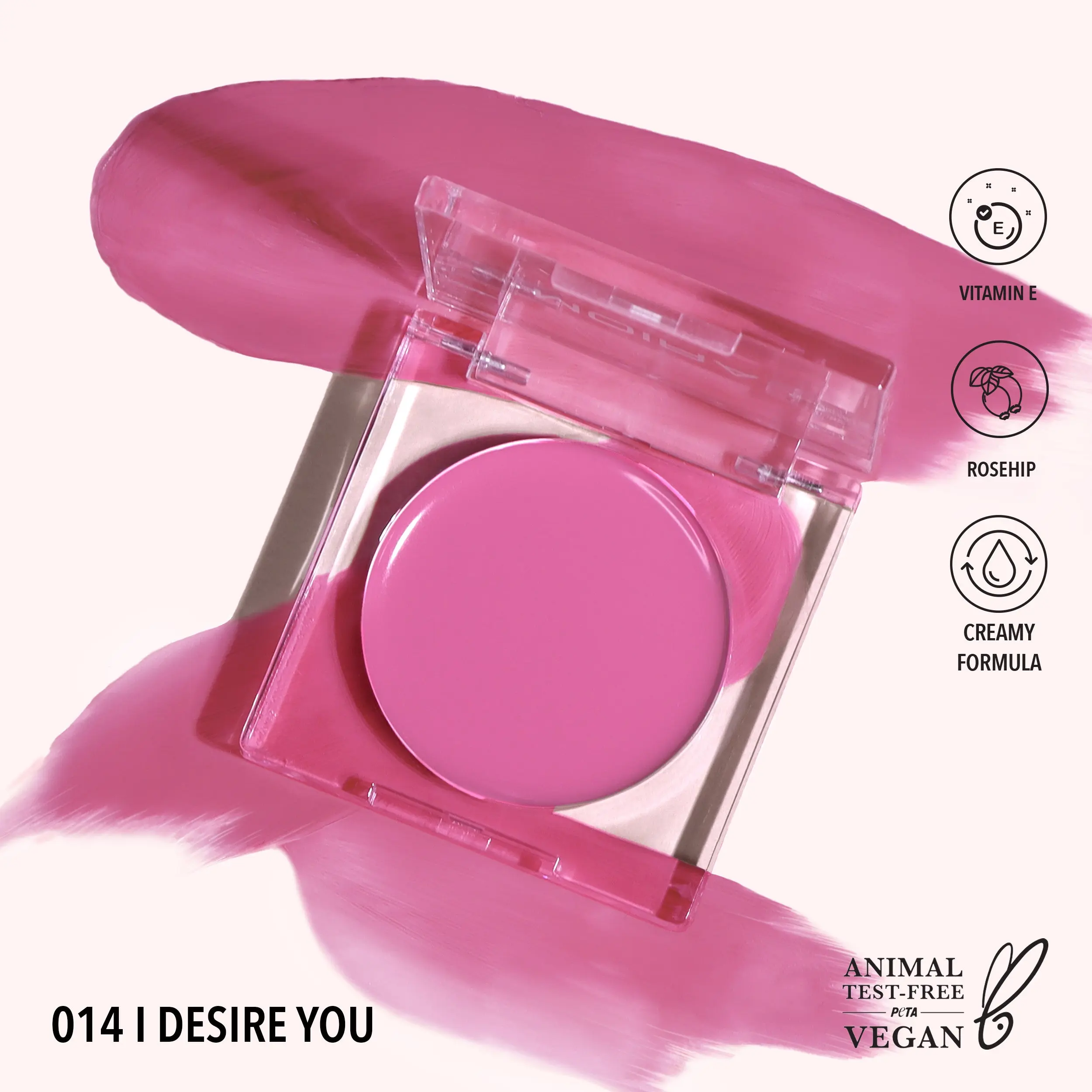 MOIRA | Loveheat Cream Blush (014, I Desire You) | Dewy Cream Blush with Lightweight, Blendable Color