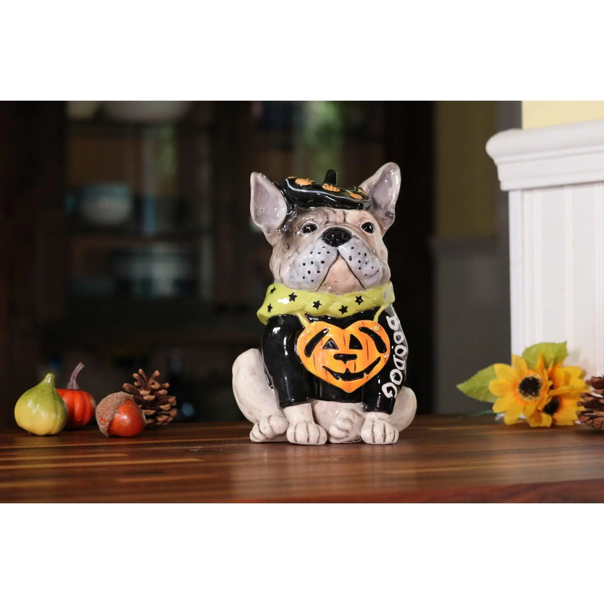 Clayworks Frenchie Boodog with Hat Figurine