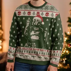 [Arrive after Christmas] Jolly For Superearth Ugly Christmas Sweater Funny GAME Fantasy Holiday Knit, Adventure Movie Gift for Fans
