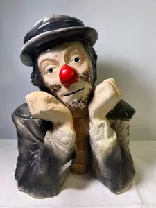 Vintage Crabby Onion Clown Cookie Jar – Red Nose & Scruffy Beard – Collectible