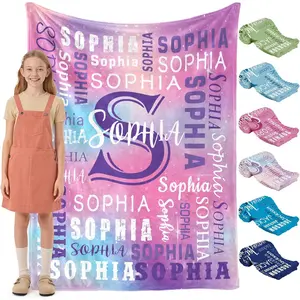 Ships Next Day, Personalized Blanket for Teen Girls - Printed in USA, Custom Name Flannel Blanket Ultra-Soft & Cozy Customized Easter Gifts for Girl Kids Adult