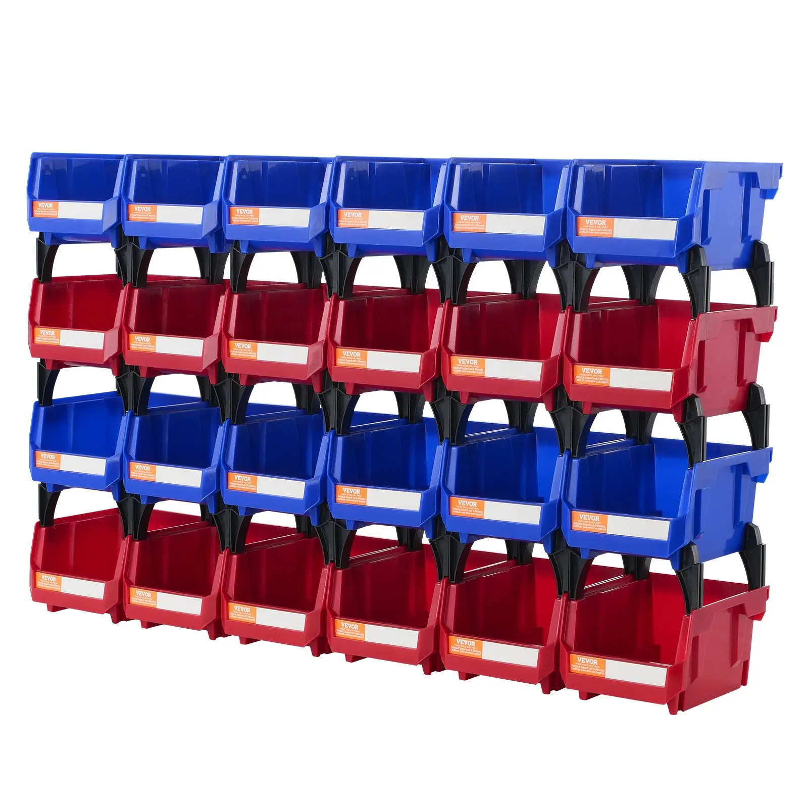 【DealsForYouDays】VEVOR Plastic Storage Bin, (5-Inch x 4-Inch x 3-Inch), Hanging Stackable Storage Organizer Bin, Blue/Red, 24-Pack, Heavy Duty Stacking Containers for Closet, Kitchen, Office, or Pantry Organization Expandable Laundry