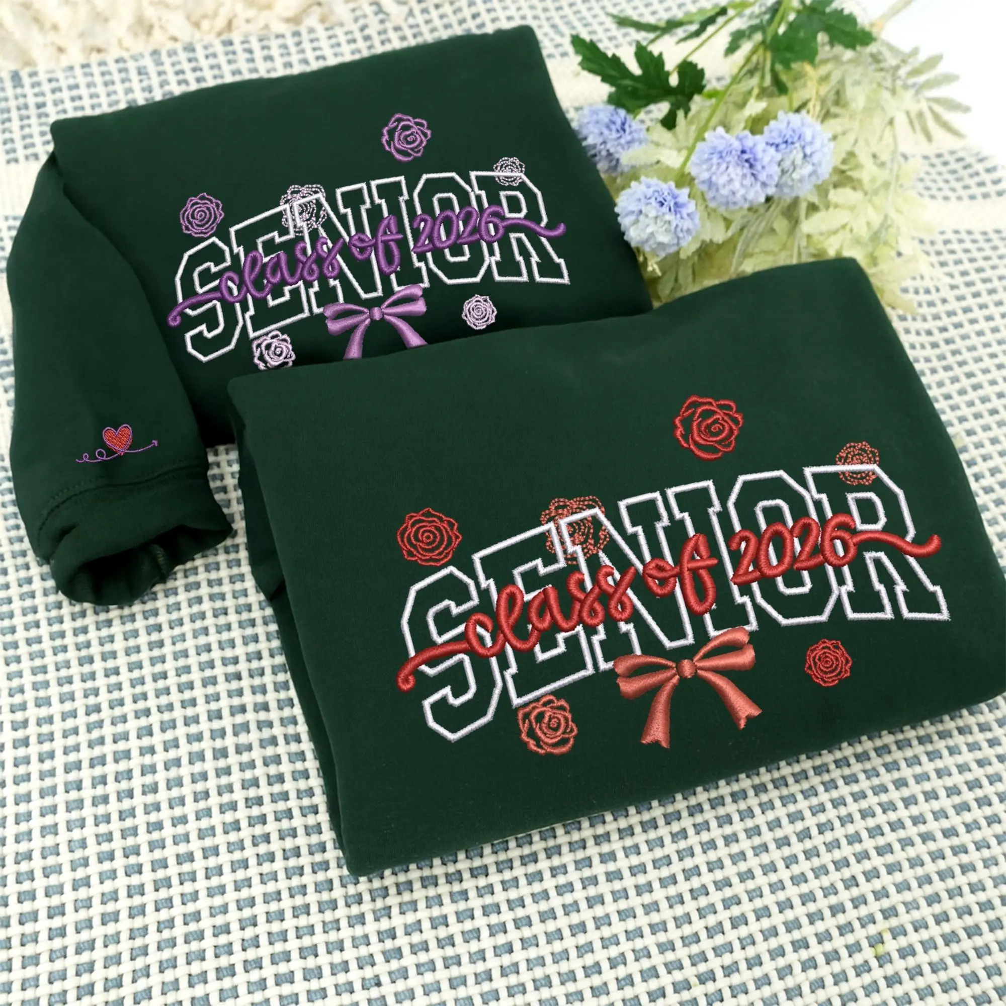 [MADE IN US] Embroidered Class Of 2026 Senior Hoodie, Personalized Graduation Gift