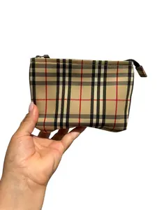 Pre-owned BURBERRY Canvas Cosmetics Bag Nova Check Cosmentics Bag Perfect For Daily Use
