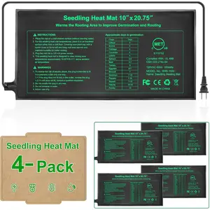 Seedling Heat Mat 4 Pack Dual Certified by MET and UL  Heating Mat Pad with Power Failure Protection Thermostatic  Suitable for Seedlings