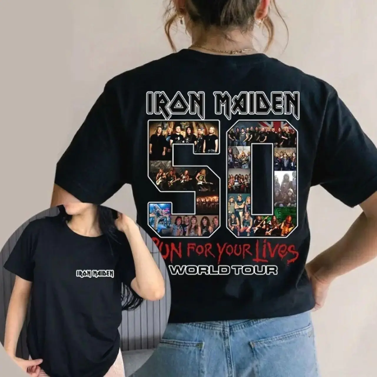 IronMaiden Tour 2026 Fans 2 Sided Merch T-Shirt, Vintage Run For Your Lives Tour 2026 Shirt Womenswear UFD Q0B