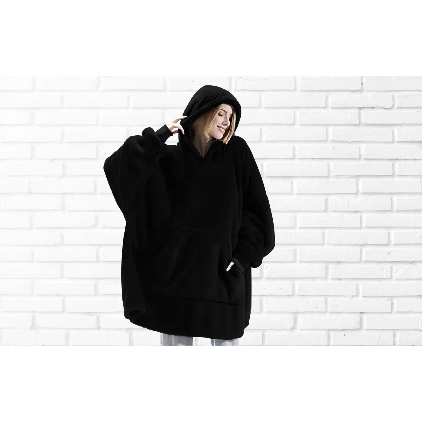 Haute Urban SnugglePro Hoodie Blanket – Double-Faced Fleece Oversized Sweatshirt with Large Pocket
