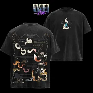 Retro Heavy Limited Vintage Familiars - Brushdae Order | Witch Hat Atelier Washed Oversized Graphic Tee - Unisex T-shirt, Heavyweight Cotton Unisex Streetwear Top, Gym Pump Cover, Summers Outfits, Gift for Anime Fans, Fantasy Style