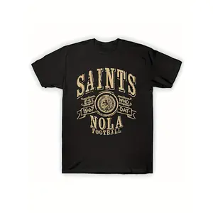 SAINTS Vintage Football Comfortable Men'S Round Neck Short Sleeve Same style for men and women 2025 summer short-sleeved printed T-shirt cotton