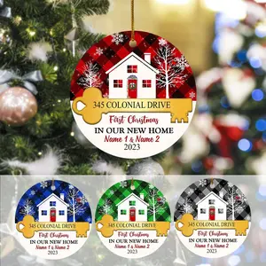Personalized Our First Home Ceramic Ornament, First Christmas in Our New Home Ornament, Housewarming Custom New Home Keepsake Ceramic